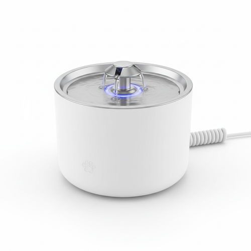 Fontaine à eau pour animaux en acier inoxydable avec LED bleue